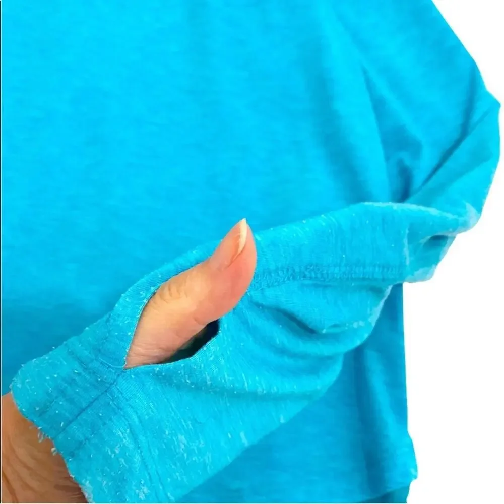 Nanette Lepore Large Blue Play Hooded Laser Cut Detail Jersey Shirt